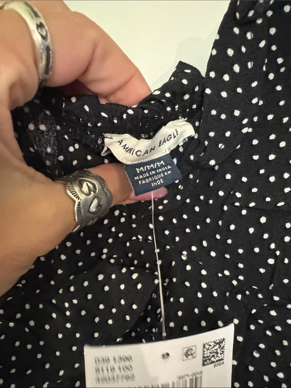 NWT American Eagle size Medium Black Polka Dot Wide-Leg Jumpsuit